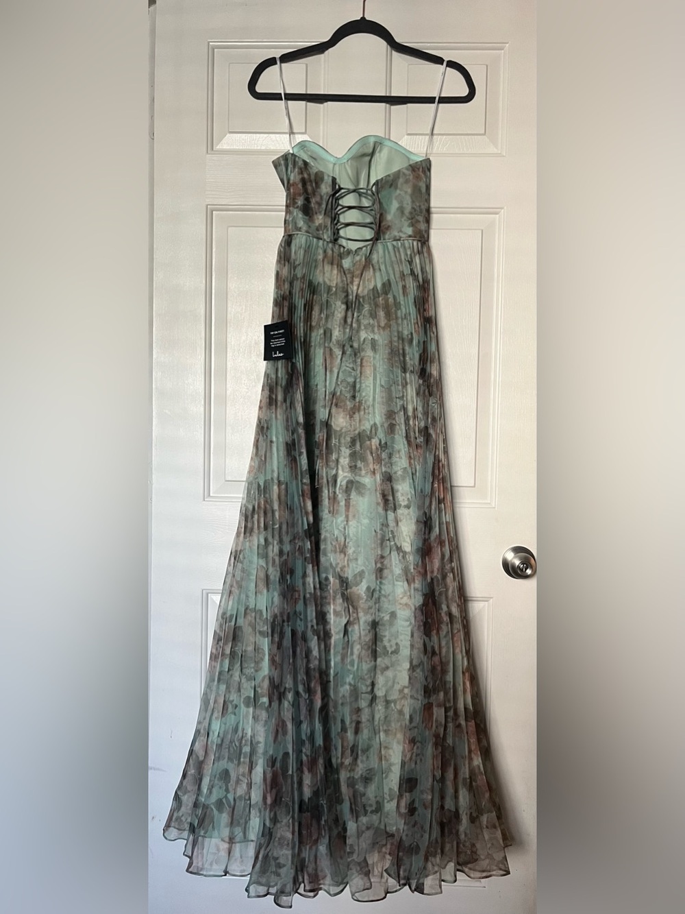 Most Beautiful Day Sage Multi Floral Print Organza Maxi Dress | NWT | XS - Picture 5 of 8